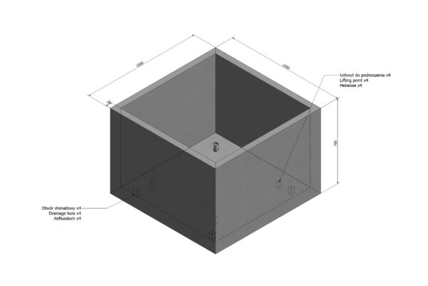 wymiary donicy grande 100x100x70cm