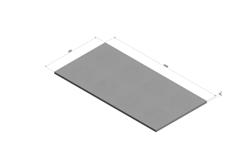 Rysunek techniczny płyty ściennej PIASTRA 100x50x1,5 cm BETONOVA